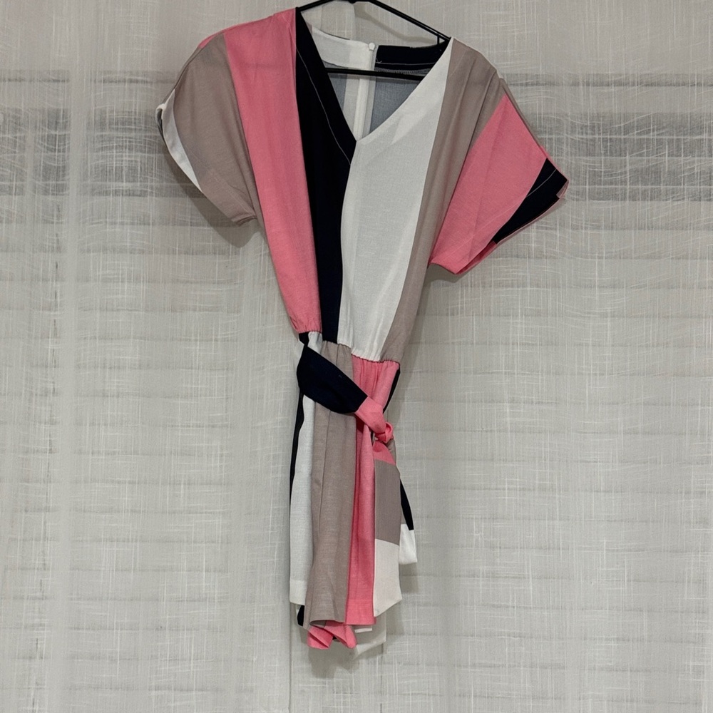 Preppy Striped V-Neck Romper (NWOT)